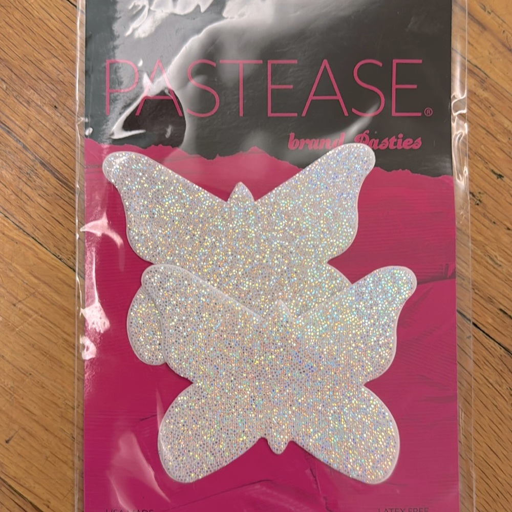 Pastease Liquid Silver Holographic Butterfly Pasties NWT